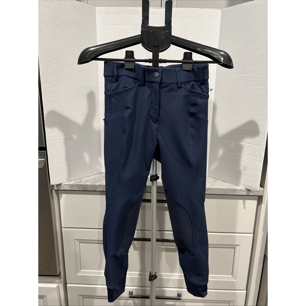 Ariat Pro Series Pants Kids 12R Navy Prelude Knee Patch Breech Horse